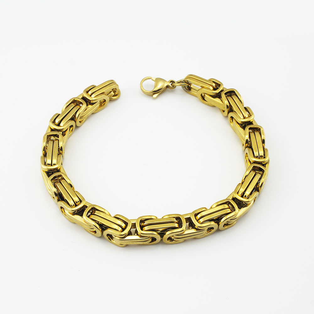 304 Stainless Steel Mens Byzantine Chain Plated Jewelry Set